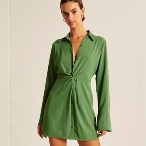 Abercrombie and Fitch Knot Detail Shirt Dress Green Size Small